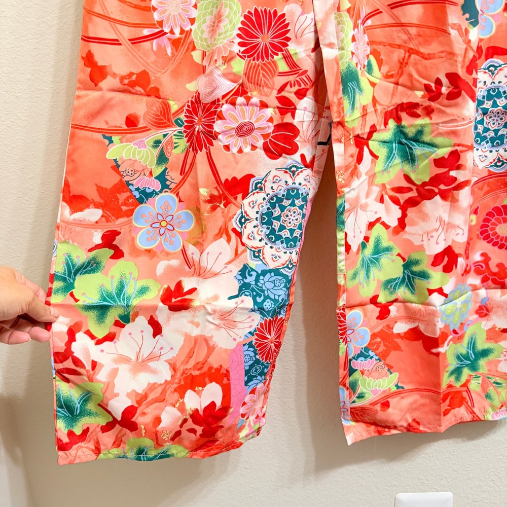 Natori Floral Pajama Pants Marrakech Garden Orange Women's Large Wide Leg - Picture 8 of 12